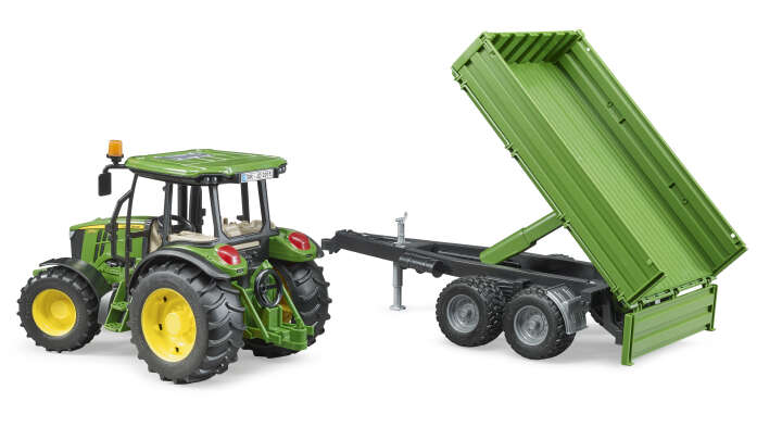 bruder John Deere 5115 M Traktor mit Bordwandanhänger